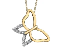 PENDENTIF PAPILLON AJOURÉ EN OR SERTI DE DIAMANTS
