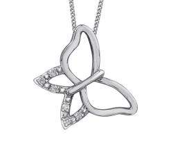PENDENTIF PAPILLON AJOURÉ EN OR SERTI DE DIAMANTS