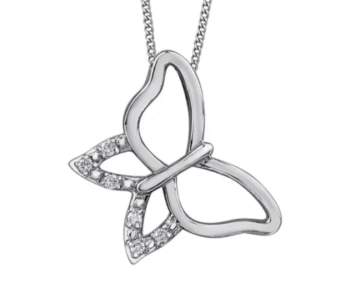 PENDENTIF PAPILLON AJOURÉ EN OR SERTI DE DIAMANTS