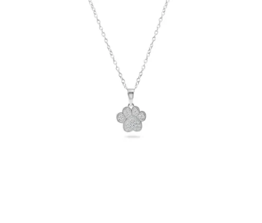 PENDENTIF PATTE DE CHIEN EN ARGENT RHODIÉ SERTI DE CUBIQUES ZIRCONIAS