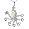 PENDENTIF PIEUVRE EN ARGENT RHODIÉ SERTI DpiUNE OPLALE SYNTHÉTIQUE ET DE CUBIQUES ZIRCONIAS
