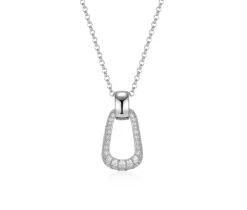 PENDENTIF RECTANGULAIRE EN ARGENT RHODIÉ SERTIES DE CUBIQUES ZIRCONIAS