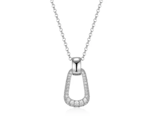 PENDENTIF RECTANGULAIRE EN ARGENT RHODIÉ SERTIES DE CUBIQUES ZIRCONIAS