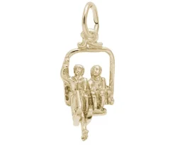 PENDENTIF SKIEURS DANS LE TÉLÉSIÈGE EN ARGENT OU EN OR