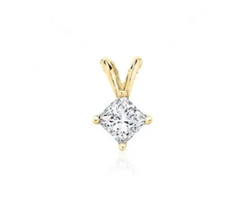 PENDENTIF SOLITAIRE EN OR JAUNE OU BLANC SERTI DpiUN CUBIQUE ZIRCONIA PRINCESSE