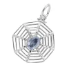 PENDENTIF TOILE ET ARAIGNÉE EN ARGENT SERTI DpiUN CUBIQUE ZIRCONIA BLEU