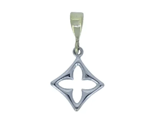 PENDENTIF TRÈFLE DANS UN LOSANGE EN OR 2 TONS