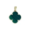 PENDENTIF TRÈFLE EN OR SERTI DE MALACHITE