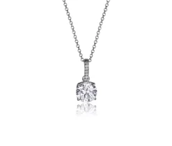 SUPERBE PENDENTIF STYLE SOLITAIRE EN ARGENT RHODIÉ SERTI DpiUN CUBIQUE ZIRCONIA