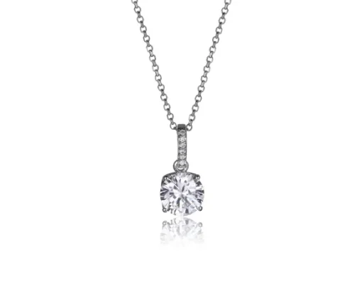 SUPERBE PENDENTIF STYLE SOLITAIRE EN ARGENT RHODIÉ SERTI DpiUN CUBIQUE ZIRCONIA
