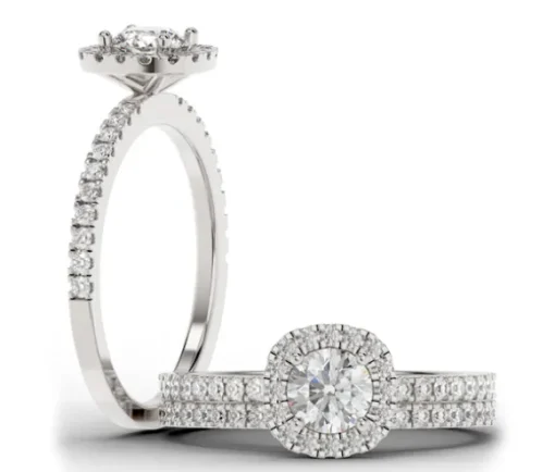 ÉTINCELANTE BAGUE EN OR 14K BLANC SERTIE DpiUN DIAMANT DE LABORATOIRE ET DE DIAMANTS