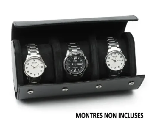 ÉTUI DE VOYAGE POUR 3 MONTRES EN CUIR